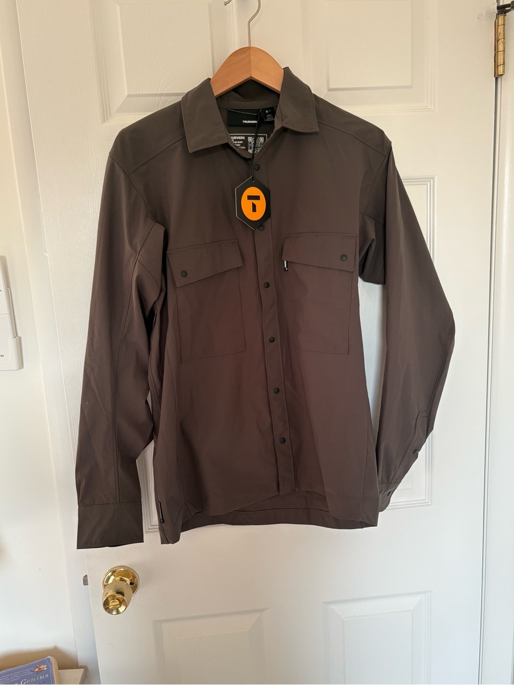 Men's Brown Button-Down Casual Utility Shirt